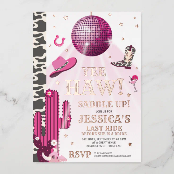 cowgirl themed bachelorette party invitations