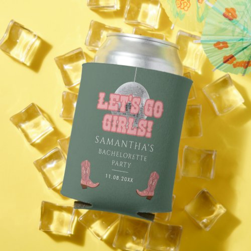 Disco Cowgirl Bachelorette Party Retro Can Cooler