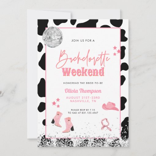Disco Cowgirl Bachelorette Party | Space Cowgirl Invitation | Zazzle
