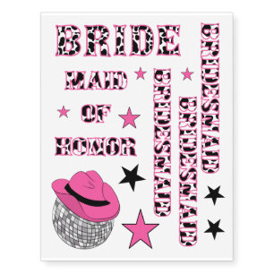 Disco Cowgirl Bachelorette Party Temporary Tattoos