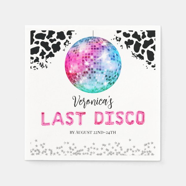 Disco Cowgirl Bachelorette Thank You Napkins (Front)
