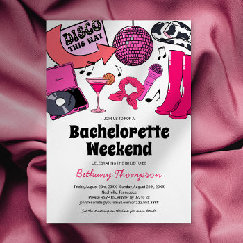 Disco Cowgirl Bachelorette Weekend Invitations by special_stationery at Zazzle