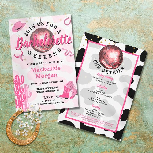 Disco Cowgirl Bachelorette Weekend Party Invitation