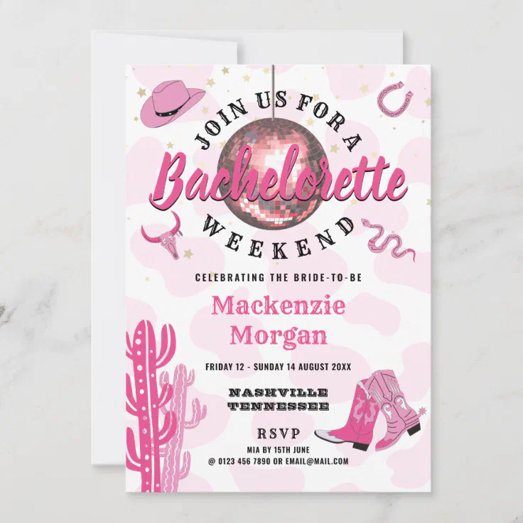 cowgirl themed bachelorette party invitations