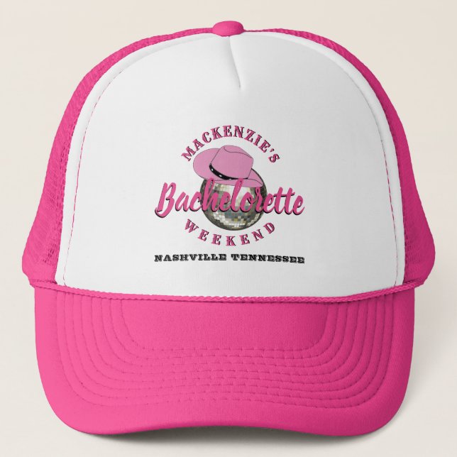 Disco Cowgirl Bachelorette Weekend Party  Trucker Hat (Front)