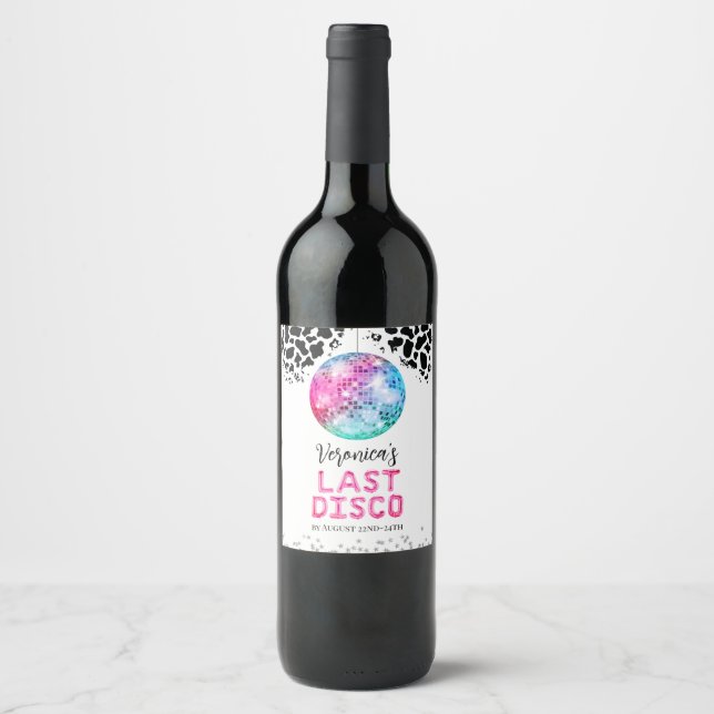Disco Cowgirl Bachelorette Wine Label (Front)