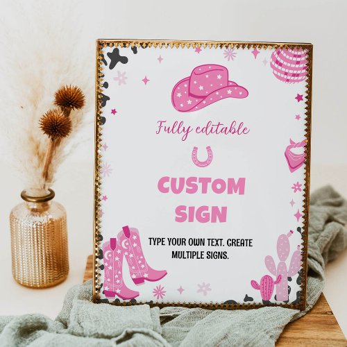 Disco Cowgirl Birthday Party Table Sign