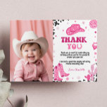 Disco Cowgirl Birthday Photo Thank You Card<br><div class="desc">Our Cow Thank You Cards are the perfect way to show gratitude and appreciation to your guests for celebrating with you. The design features a festive and colorful layout with space for a personalized message or a "thank you" note. They are perfect for sending out after the party to express...</div>