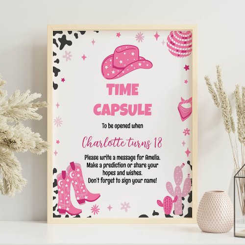 Disco Cowgirl Birthday Time Capsule Sign