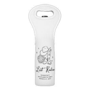 Disco Cowgirl Black Last Rodeo Bachelorette Party Wine Bag