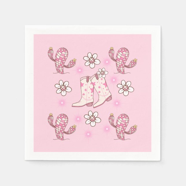Disco Cowgirl Boot and Cactus Napkins (Front)