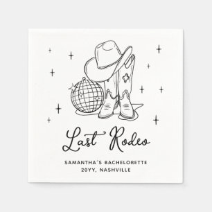 Disco Cowgirl Boots Last Rodeo Bachelorette Party Napkins