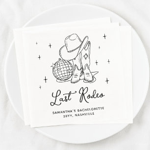 Disco Cowgirl Boots Last Rodeo Bachelorette Party Napkins