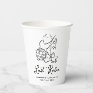 Disco Cowgirl Boots Last Rodeo Bachelorette Party Paper Cups