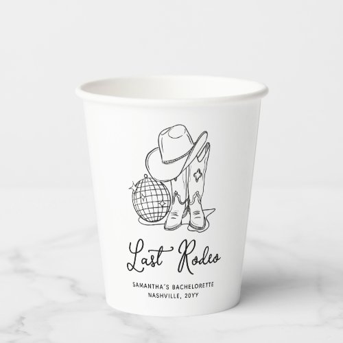 Disco Cowgirl Boots Last Rodeo Bachelorette Party Paper Cups