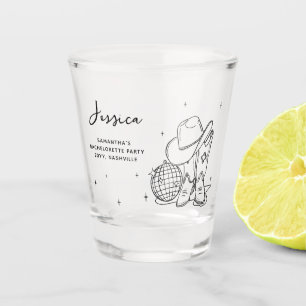 Disco Cowgirl Bridesmaid Name Bachelorette Party Shot Glass