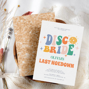 Disco Cowgirl Chic Peach Retro Bachelorette Party Invitation