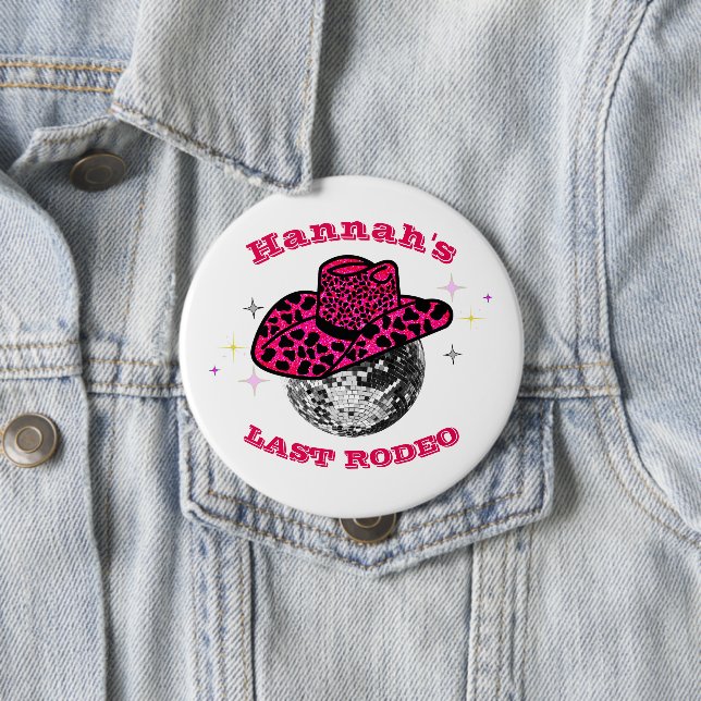 Disco Cowgirl Cute & pink Bachelorette party gift  Button (In Situ)