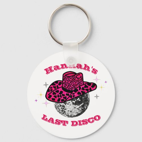 Disco Cowgirl cute  pink Bachelorette party gift Keychain