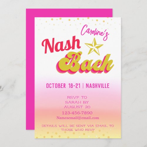 Disco Cowgirl Nash Bash Bachelorette  Invitation