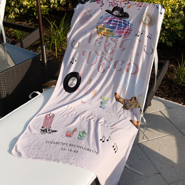 Disco Cowgirl Nashville Pink Rodeo | Bachelorette  Beach Towel (Creator Uploaded)