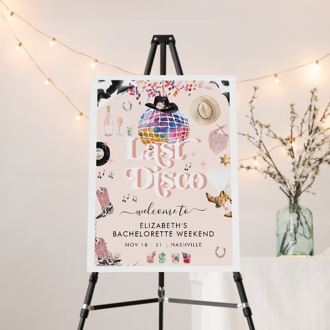 Disco Cowgirl Nashville Pink Rodeo | Bachelorette  Foam Board (In Situ (Stand))