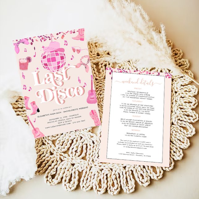 Disco Cowgirl Nashville Pink Rodeo | Bachelorette Invitation (Creator Uploaded)