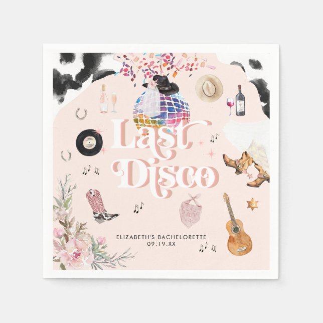 Disco Cowgirl Nashville Pink Rodeo | Bachelorette  Napkins (Front)