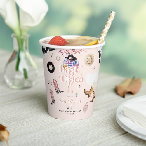 Disco Cowgirl Nashville Pink Rodeo  Bachelorette Paper Cups