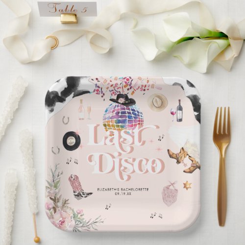 Disco Cowgirl Nashville Pink Rodeo  Bachelorette Paper Plates