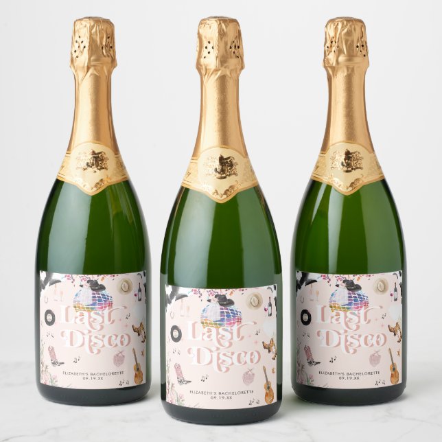 Disco Cowgirl Nashville Pink Rodeo | Bachelorette  Sparkling Wine Label (Bottles)