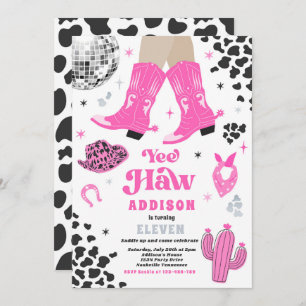Disco Cowgirl Nashville Pink Rodeo Birthday Party Invitation