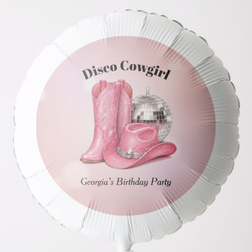 Disco Cowgirl Pink Birthday Party Balloon
