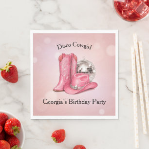 Disco Cowgirl Pink Birthday Party Napkins