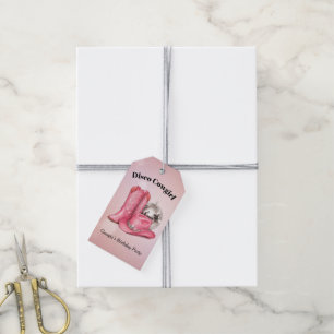 Disco Cowgirl Pink Birthday Party Thank You Gift Tags