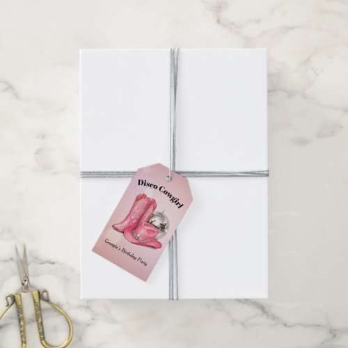 Disco Cowgirl Pink Birthday Party Thank You Gift Tags