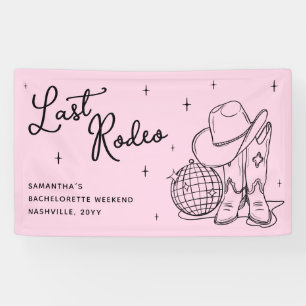 Disco Cowgirl Pink Last Rodeo Bachelorette Party Banner