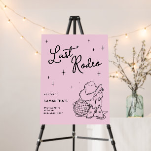 Disco Cowgirl Pink Last Rodeo Bachelorette Party Foam Board