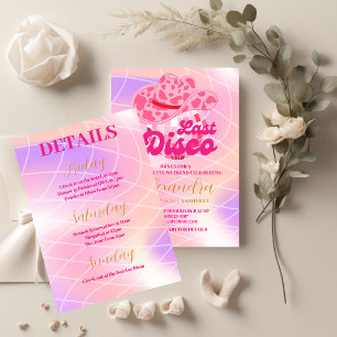 Disco Cowgirl Pink Rodeo Bachelorette Party Invitation