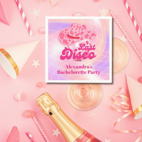 Disco Cowgirl Pink Rodeo Bachelorette Party Napkins