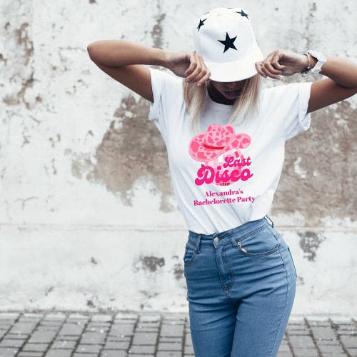 Disco Cowgirl Pink Rodeo Bachelorette Party T_Shirt