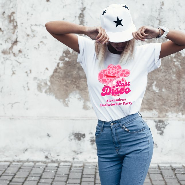Disco Cowgirl Pink Rodeo Bachelorette Party T-Shirt (Creator Uploaded)