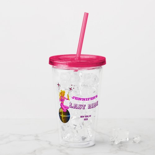 Disco Cowgirl  Retro Bachelorette Party  Acrylic Tumbler