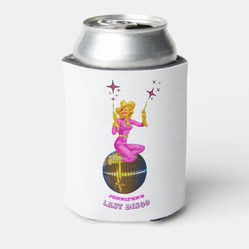 Disco cowgirl  Retro Bachelorette Party T_Shirt Can Cooler