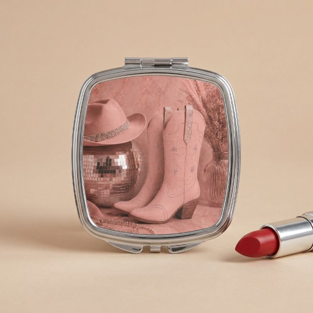 Disco Cowgirl Rhinestone Western Boots Compact Mirror (Creator Uploaded)