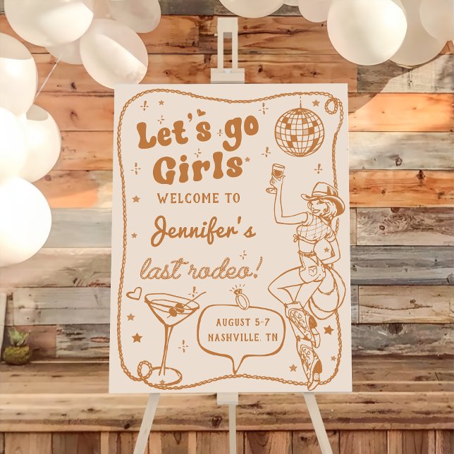 Disco Cowgirl Rodeo Bachelorette Party Welcome Foam Board (Creator Uploaded)