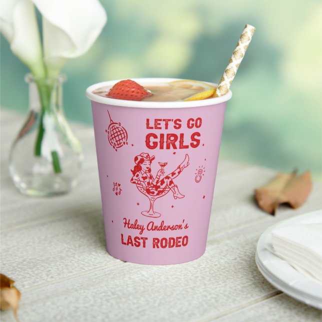 Disco Cowgirl Rodeo Bachelorette Weekend Paper Cups (Insitu)