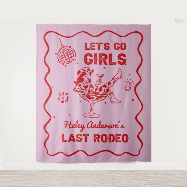 Disco Cowgirl Rodeo Bachelorette Weekend Tapestry (Front)