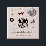 Disco Cowgirl Rodeo Buy The Bride A Drink QR Code  Button<br><div class="desc">Upload a QR code, add text, and easily create your personalized button. "Buy the Bride a Drink" Bachelorette Party QR code button. “Bride’s Last Disco.” Dust off your pom-poms, break out your striped knee socks, and get ready for some old-school fun that will have you laughing (sore and bruised) for...</div>