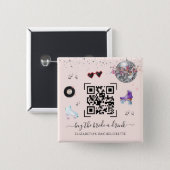 Disco Cowgirl Rodeo Buy The Bride A Drink QR Code  Button (Front & Back)